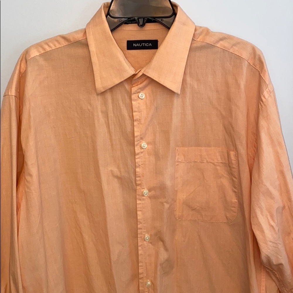 Light orange/peach button down shirt